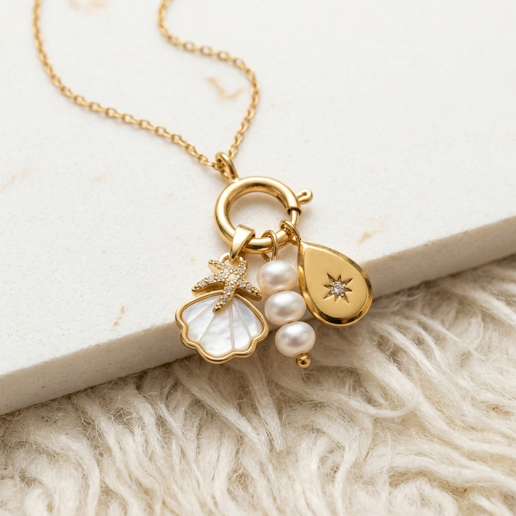 Charm Necklace Style Reference - bunched charms