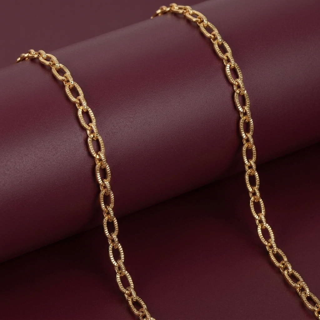 Textured Cable Chain (Diamond-Cut Oval Link)