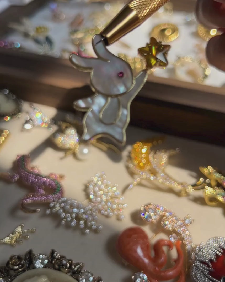 Stargazer Rabbit - Brooch | Lapel Pin