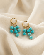 Real Turquoise Chandelier Hoops - Foramour Jewels - 18K Gold Plated - Sweat, water proof