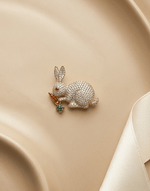 Ruby Eye Bunny - Brooch | Lapel Pin - Foramour Jewels - 18K Gold Plated - Sweat, water proof