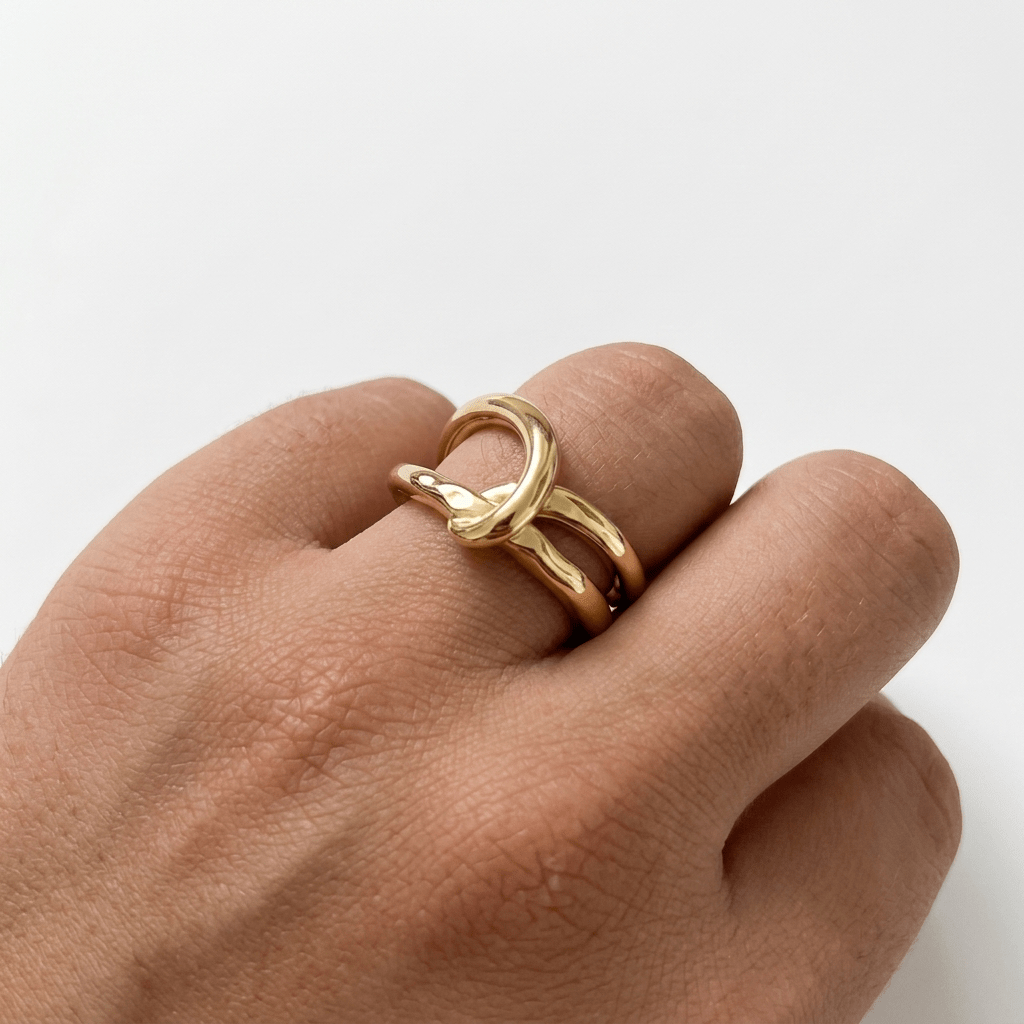 Sculptural Knot Ring - Foramour Jewels - 18K Gold Plated - Sweat, water proof