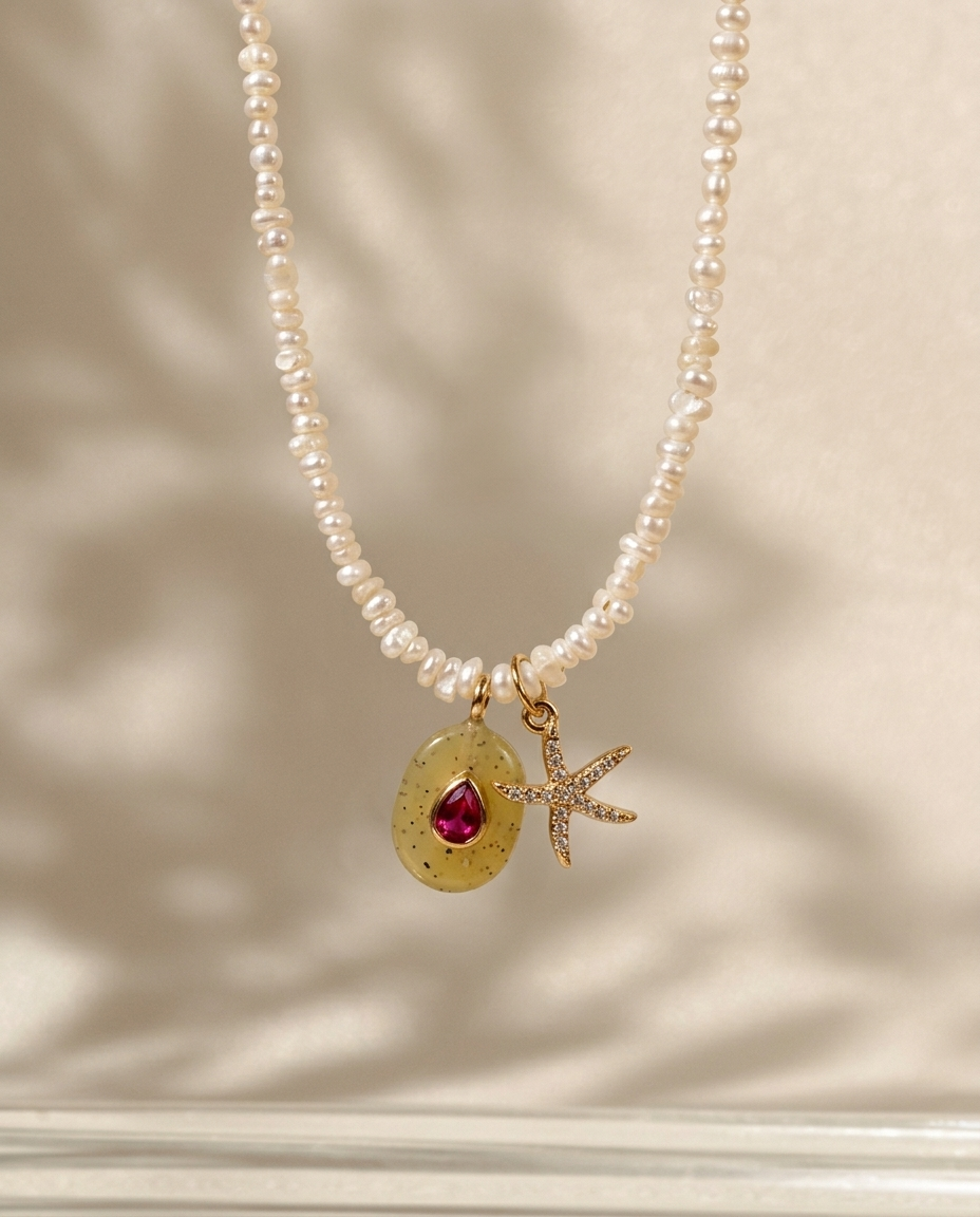 pearl necklace with charms