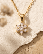 Small CZ Flower Pendant Necklace - Foramour Jewels - 18K Gold Plated - Sweat, water proof