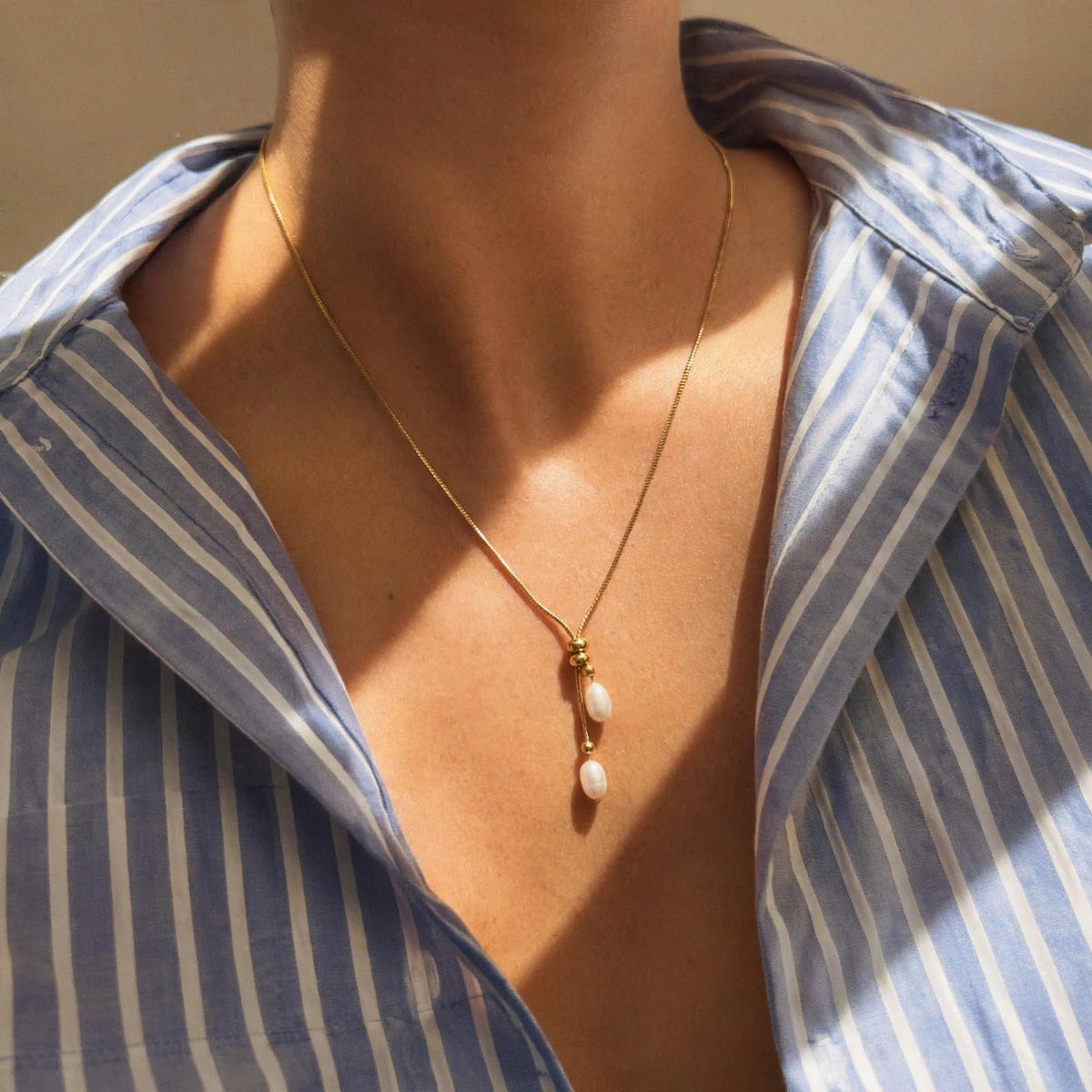 Star Pearl Bolo Necklace - Foramour Jewels - 18K Gold Plated - Sweat, water proof