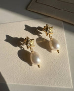 Star Pearl Drop Earrings - Foramour Jewels - 18K Gold Plated - Sweat, water proof