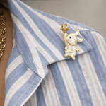Stargazer Rabbit - Brooch | Lapel Pin - Foramour Jewels - 18K Gold Plated - Sweat, water proof