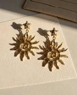 Sun Star Medallion Earrings - Foramour Jewels - 18K Gold Plated - Sweat, water proof