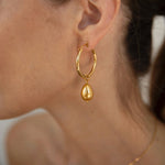 Teardrop Pearl Hoop Earrings - Foramour Jewels - Gold PVD designer jewellery & charms