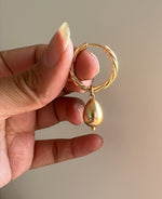 Teardrop Pearl Hoop Earrings - Foramour Jewels - 18K Gold Plated - Sweat, water proof