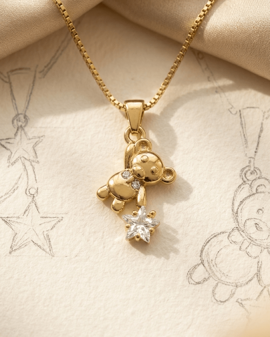 Teddy Charm Necklace - Foramour Jewels - 18K Gold Plated - Sweat, water proof