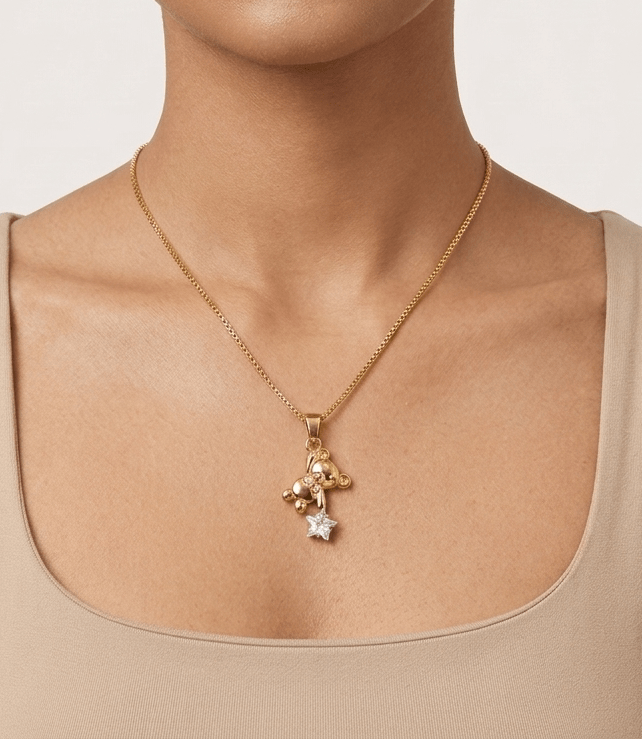 Teddy Charm Necklace - Foramour Jewels - 18K Gold Plated - Sweat, water proof