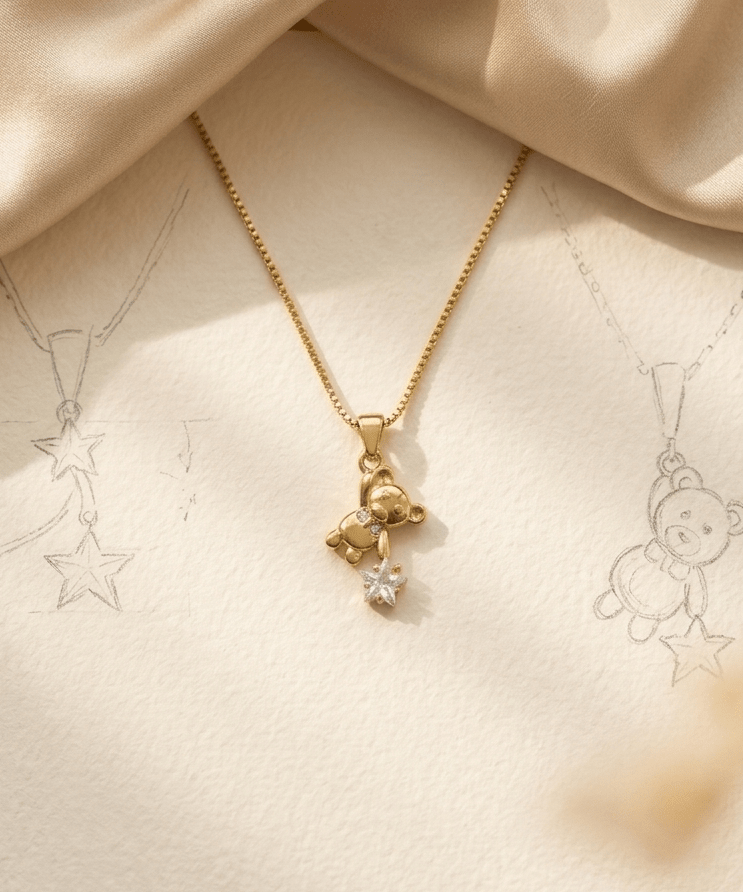 Teddy Charm Necklace - Foramour Jewels - 18K Gold Plated - Sweat, water proof