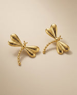 Textured Dragonfly - Earrings - Foramour Jewels - 18K Gold Plated - Sweat, water proof