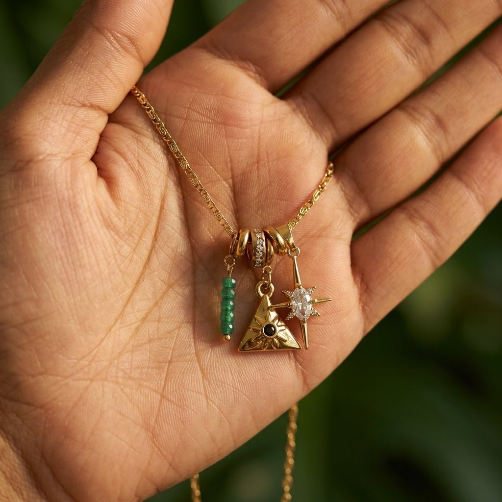 The All-Seeing Pyramid Charm Necklace - Foramour Jewels - 18K Gold Plated - Sweat, water proof