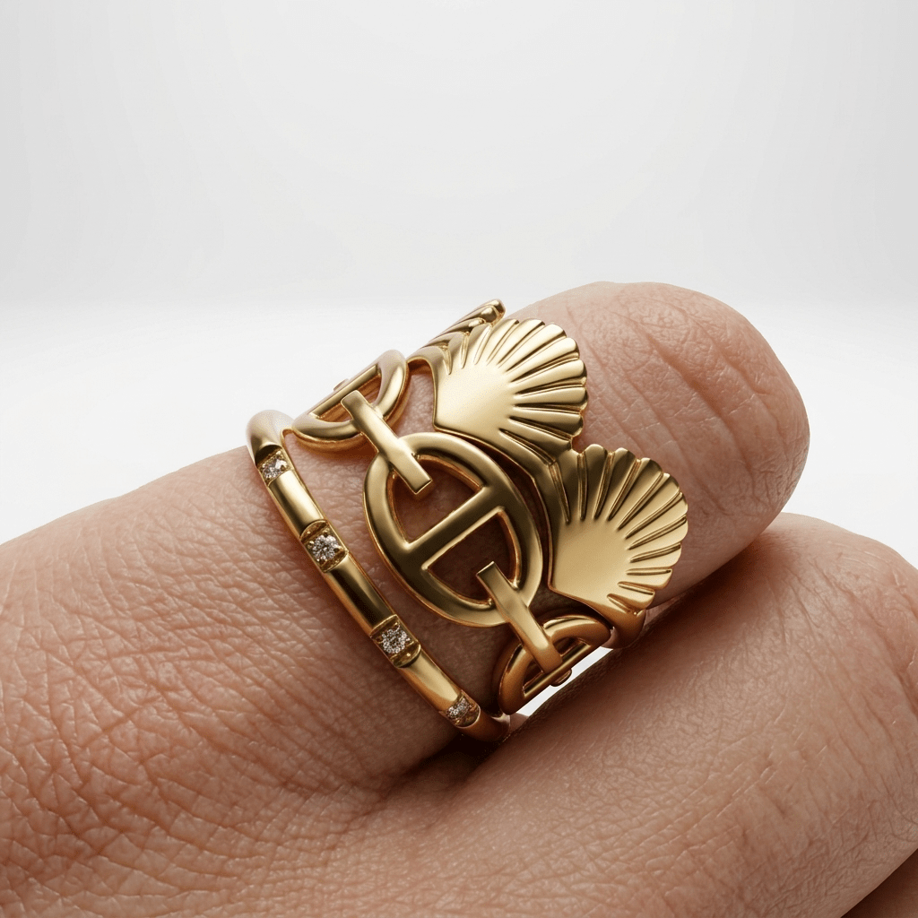 The Anchor Point Ring Stack - Foramour Jewels - 18K Gold Plated - Sweat, water proof
