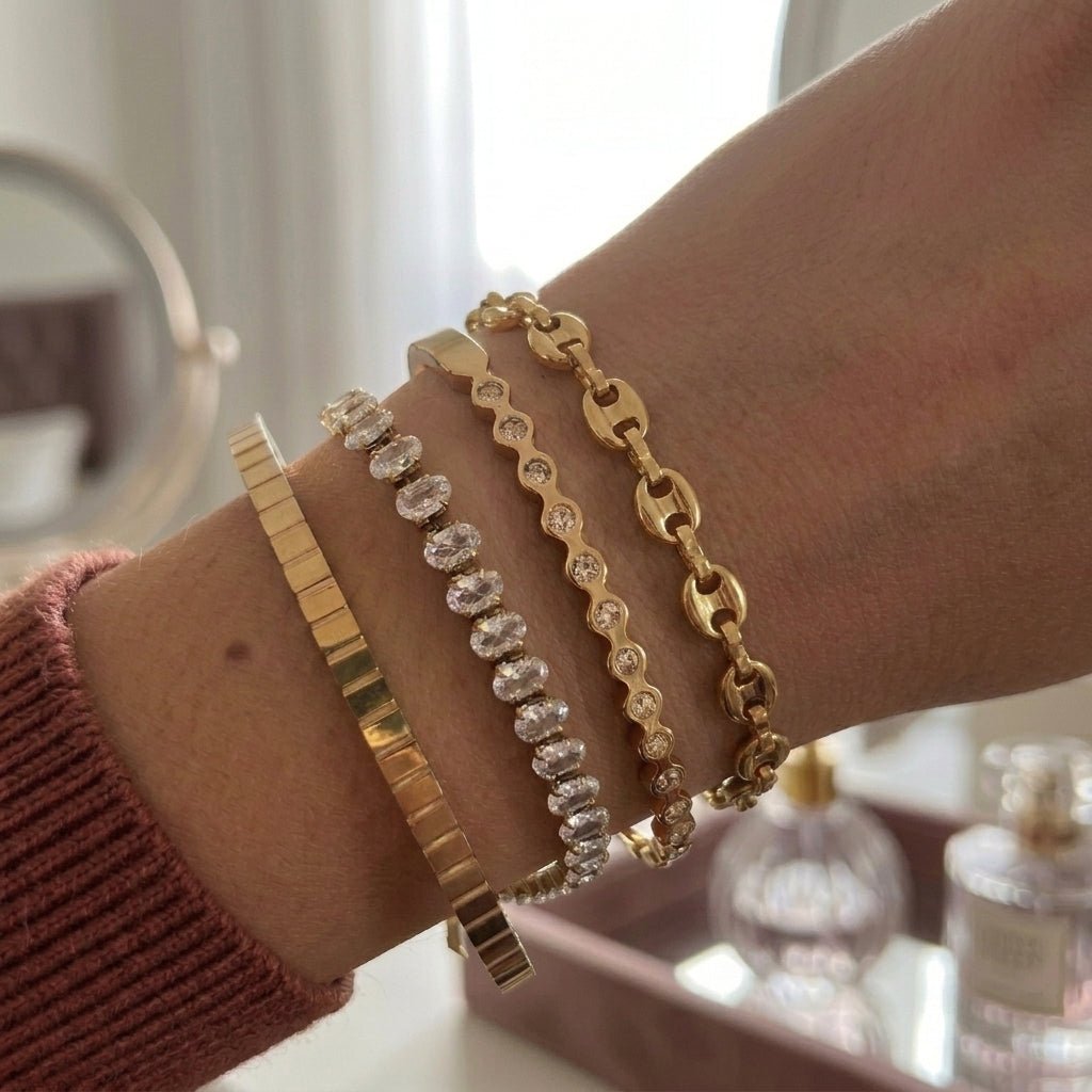 The Golden Hour Stack- Set of 4 Bracelets - Foramour Jewels - 18K Gold Plated - Sweat, water proof