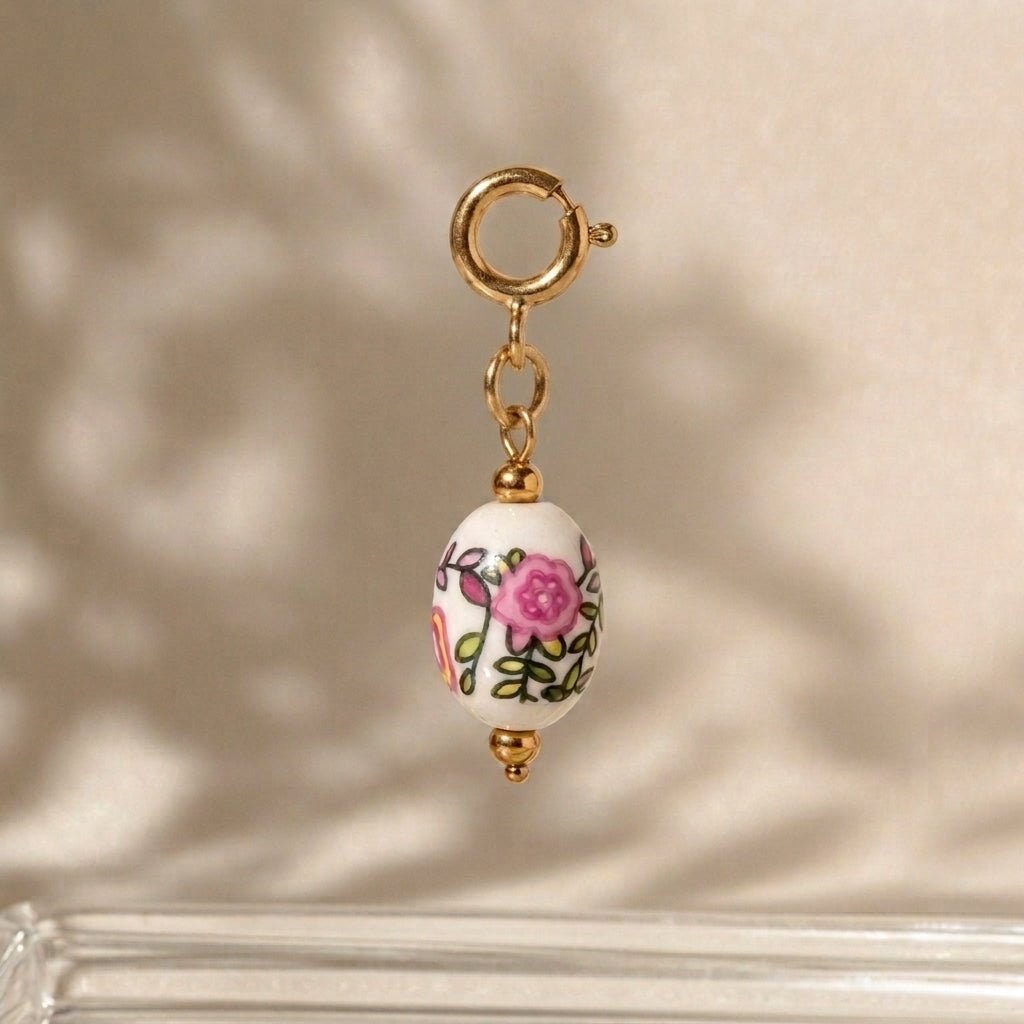 The Hand-Painted Porcelain Charm - Foramour Jewels - 18K Gold Plated - Sweat, water proof