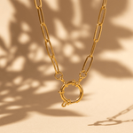 The Marine Clasp Paperclip Chain Charm Necklace - Foramour Jewels - 18K Gold Plated - Sweat, water proof