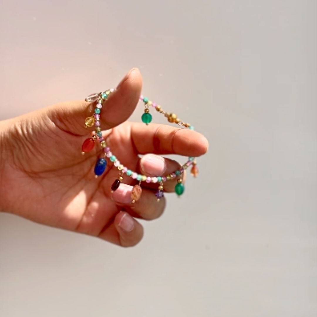 The Multi-Gemstone Charm Bracelet - Foramour Jewels - 18K Gold Plated - Sweat, water proof