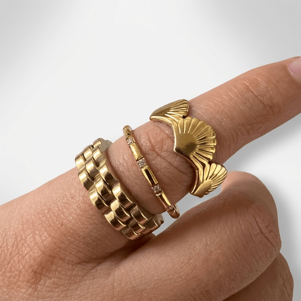 The Riviera Stack Ring - Foramour Jewels - 18K Gold Plated - Sweat, water proof