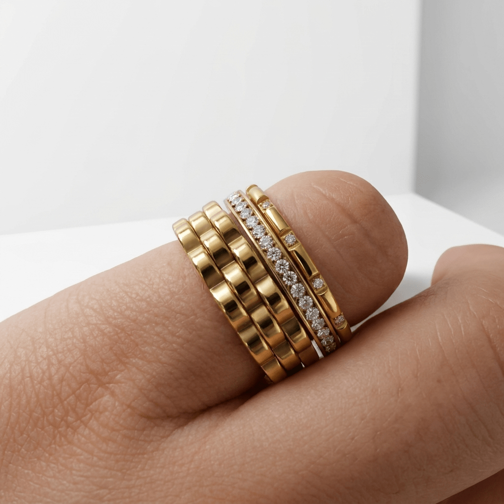 The Uptown Ring Stack - Foramour Jewels - 18K Gold Plated - Sweat, water proof