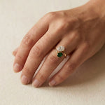 Toi et Moi Ring, Emerald & White Stone - Foramour Jewels - 18K Gold Plated - Sweat, water proof