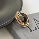 Triple-Tone Interlocking Trinity Ring - Foramour Jewels - 18K Gold Plated - Sweat, water proof