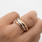 Triple-Tone Interlocking Trinity Ring - Foramour Jewels - 18K Gold Plated - Sweat, water proof