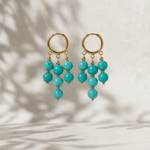 Turquoise Chandelier Hoops - Foramour Jewels - 18K Gold Plated - Sweat, water proof