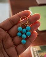 Turquoise Chandelier Hoops - Foramour Jewels - 18K Gold Plated - Sweat, water proof