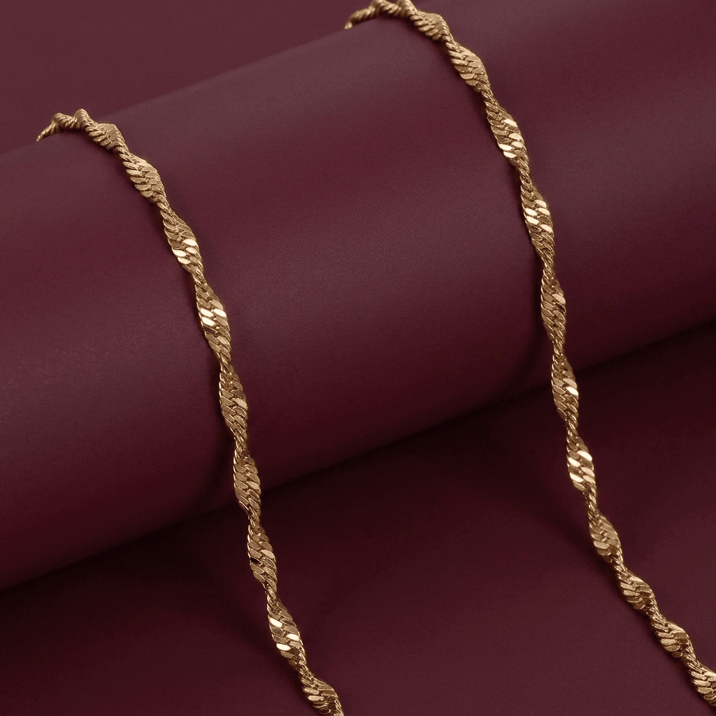 Twisted Singapore Chain - Foramour Jewels - 18K Gold Plated - Sweat, water proof