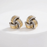 Two-Tone Knot Stud Earrings - Foramour Jewels - 18K Gold Plated - Sweat, water proof