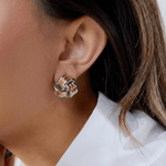 Two-Tone Knot Stud Earrings - Foramour Jewels - 18K Gold Plated - Sweat, water proof