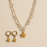 Wave Chain & Flower Necklace Set - Foramour Jewels - 18K Gold Plated - Sweat, water proof