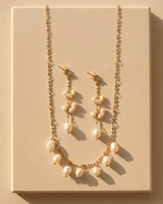 Wave chain Multi-Pearl Necklace Set - Foramour Jewels - 18K Gold Plated - Sweat, water proof