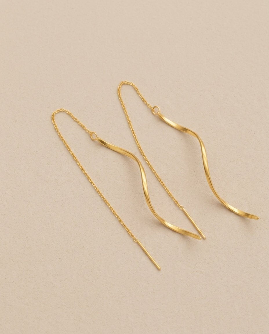 Wave Threaders - Earrings - Foramour Jewels - 18K Gold Plated - Sweat, water proof