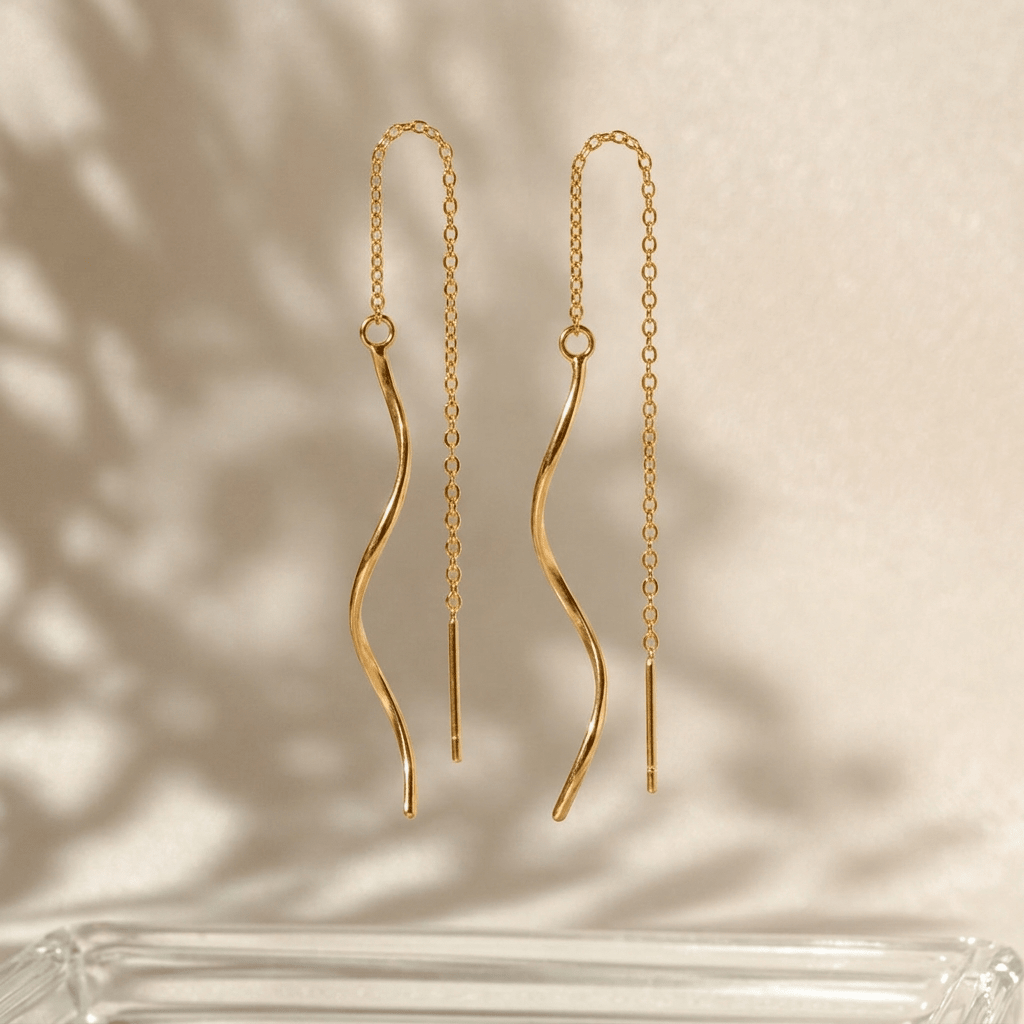 Wave Threaders - Earrings - Foramour Jewels - 18K Gold Plated - Sweat, water proof